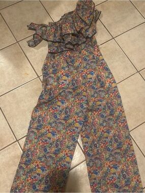 J.Crew One-Shoulder Ruffle Jumpsuit Liberty Margaret Annie Floral Print Size 4